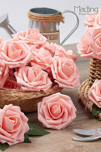 Miniatura 6 de MACTING - Rosas artificiales de tacto real para ramos de boda, fiesta, baby shower, decoración del hogar, espuma de látex, 30 piezas rosa claro
