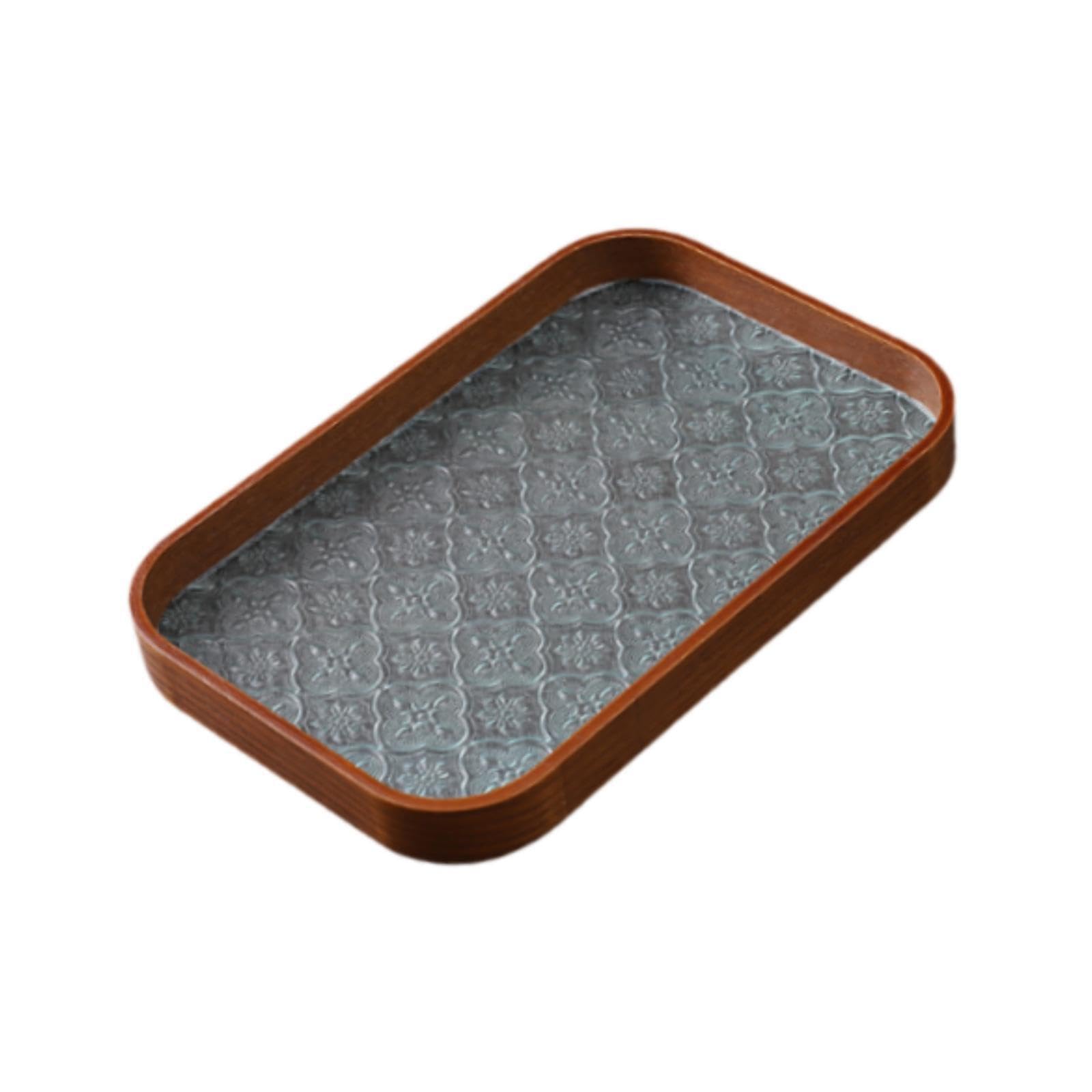 PIXZCSA Edgy Wooden Serving Tray Platter Fruit Dessert Snack Trays Desk Organizer Decorative Tray Plates Storage Solution Desk Organizer Decorative Plates, Rectangle