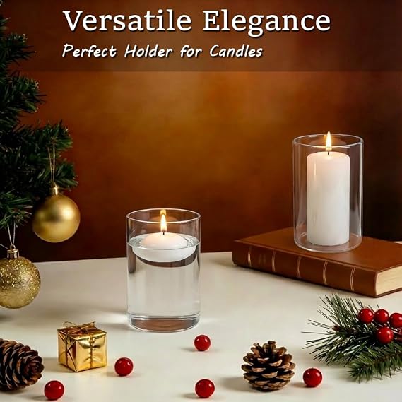 8 Pcs HZCPENG Glass Cylinder Vases, 4 Tall x 2.6 Wide Flower Vase for Centerpieces, Wedding Decorations and Indoor Home Decor, Hurricane Candle Holder for Table, Party Decor