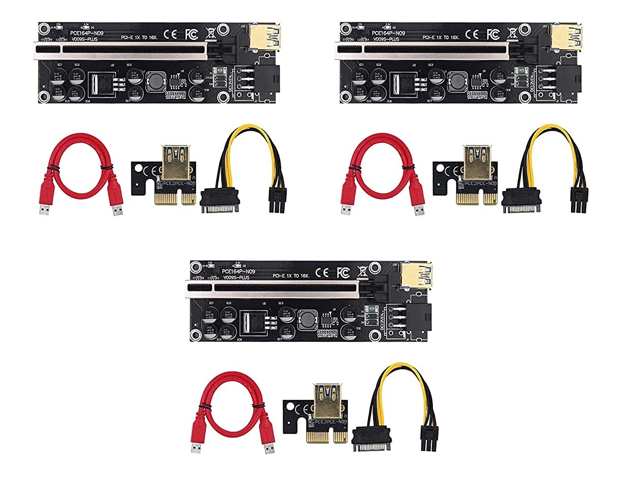 SamMus 2021 Latest V009S Plus / 009S Plus PCI-E Riser Express Cable 16x to 1x with Indicator Led Graphics Extension ETH Mining Riser Adapter Card for GPU with 60 cm USB 3.0 Cable - (Pack of 3)-image-46