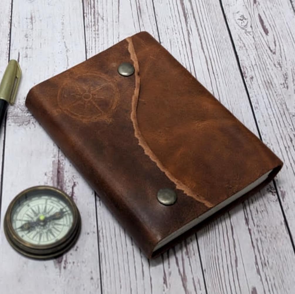 Purpledip Leather Diary 'Globetrotter': Handmade Paper Journal for Corporate Gift or Personal Memoir (11687)