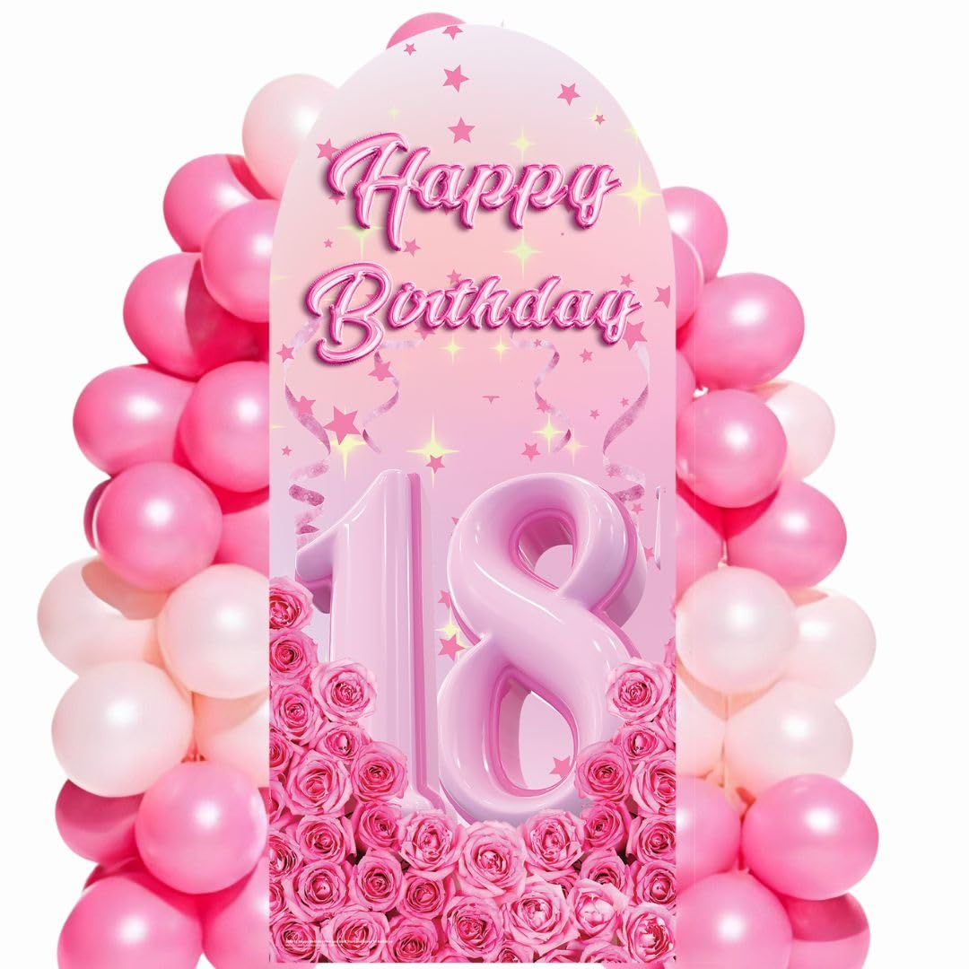 Happy Birthday Pink Roses Cardboard Backdrop Party Scenery Sailboard