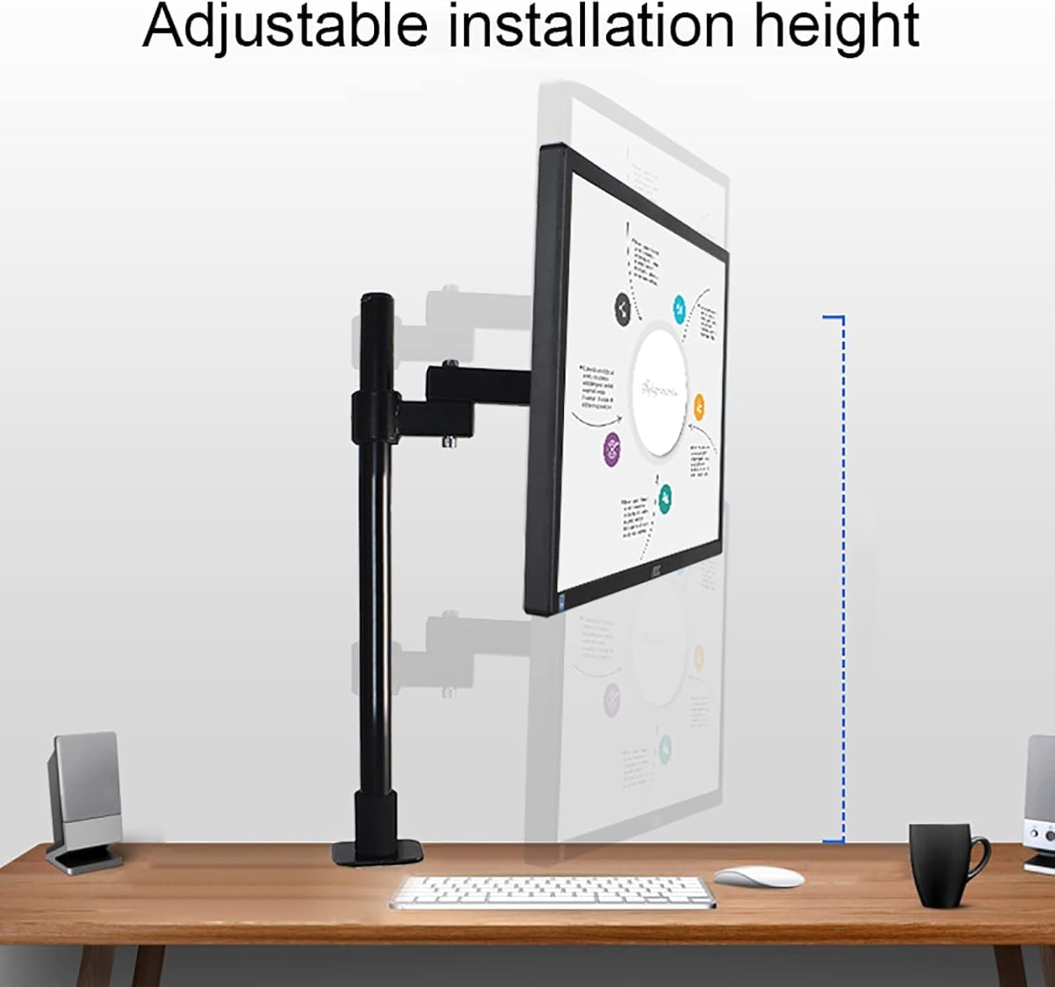 Podstawka pod TV Monitor Instalacja z regulacją wysokości Obrót nachylenia Ramię monitora Ramię na zawiasach Podstawa monitora, odpowiednia do ekranów o przekątnej 14–27 cali(40cm)