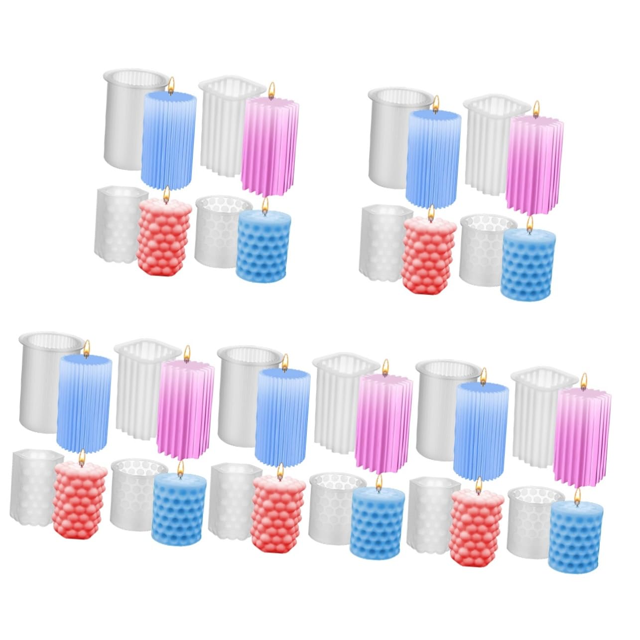 NUOBESTY 20pezzi Stampo Per Candele Silicone Kit Per Creazione Candele Flessibili e Riutilizzabili Mould Pilastro Con Superficie Liscia e Facile Da Rimuovere