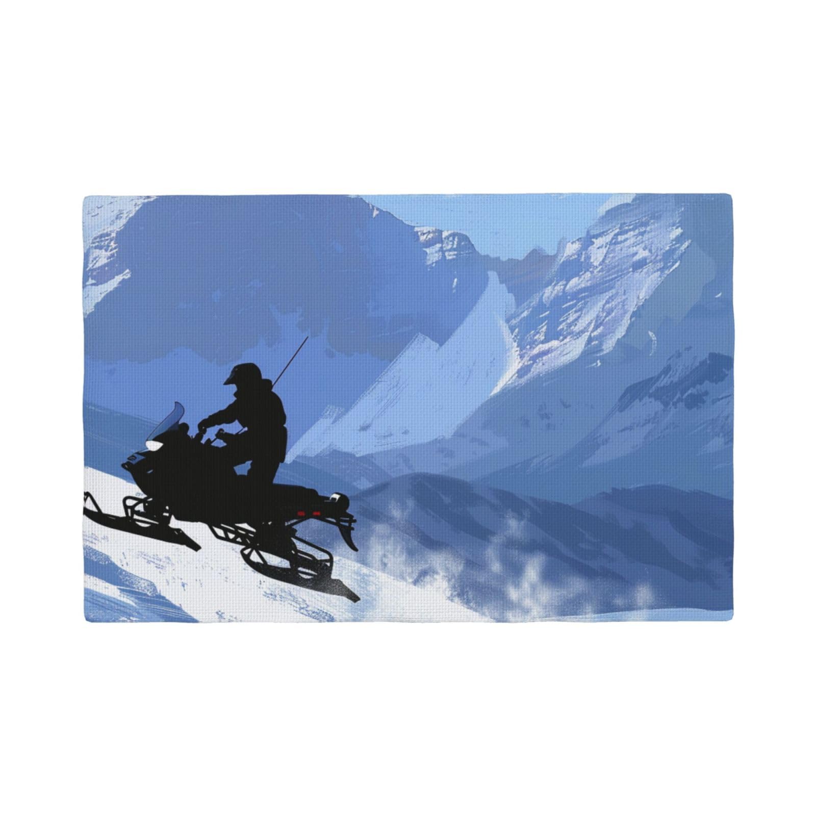 Snowmobile Print Placemats Set, Heat Resistant Washable Placemat 12x18in Table Mats for Party Kitchen Dining Table Decoration Indoor Outdoor, Four Pieces