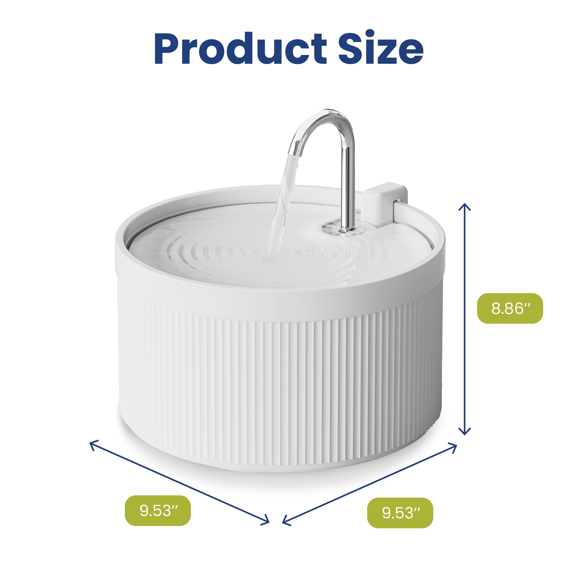 PawsPik Ceramica Serenity Pet Fontana – Rubinetto stile rubinetto, motore silenzioso, filtro a 5 strati, ciotola in ceramica senza BPA per cani e gatti, 9 tazze, bianco