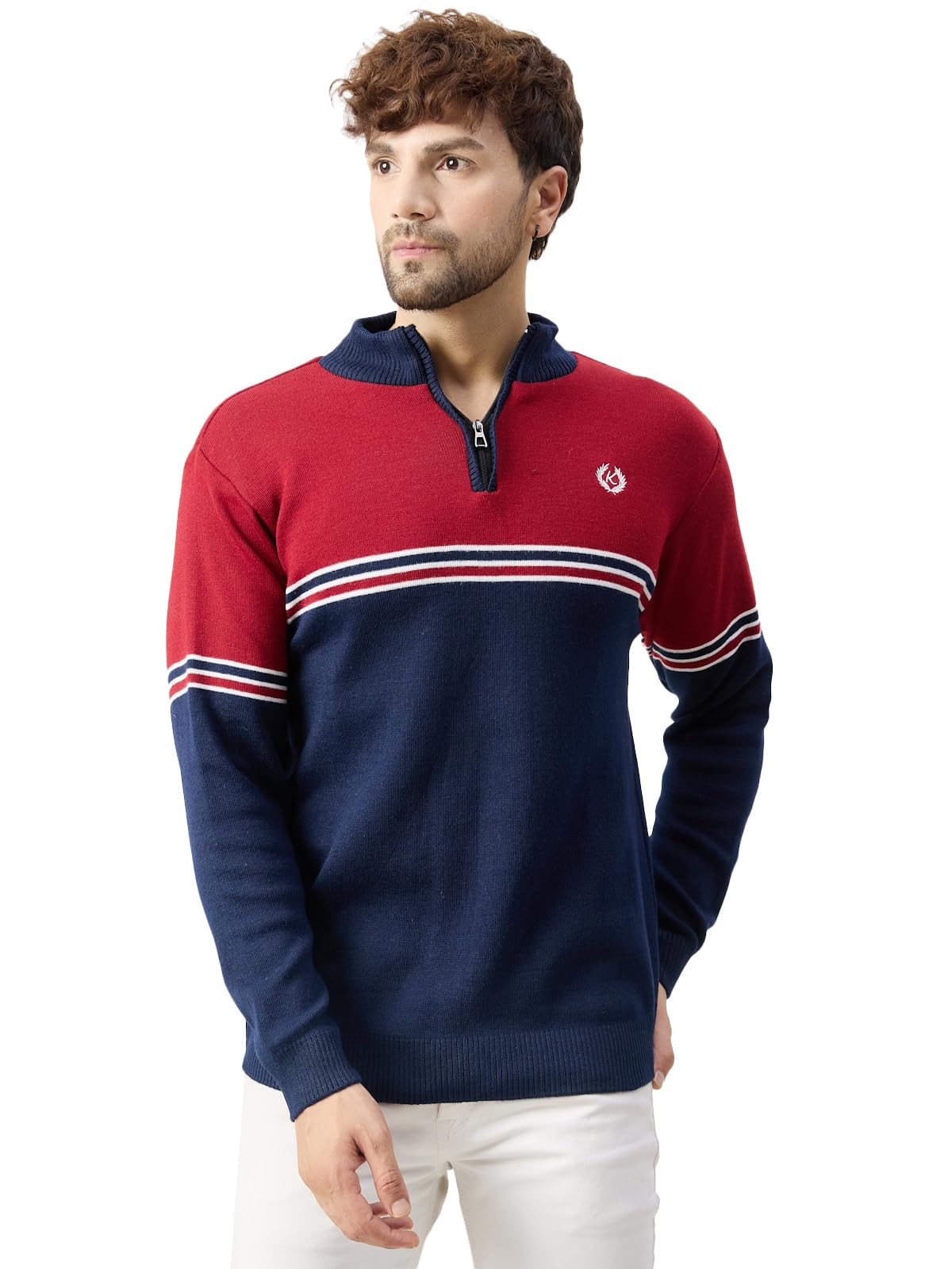 kvetoo Men High Neck Zip Full Sleeve Woolen Winter Sweater-picture-23