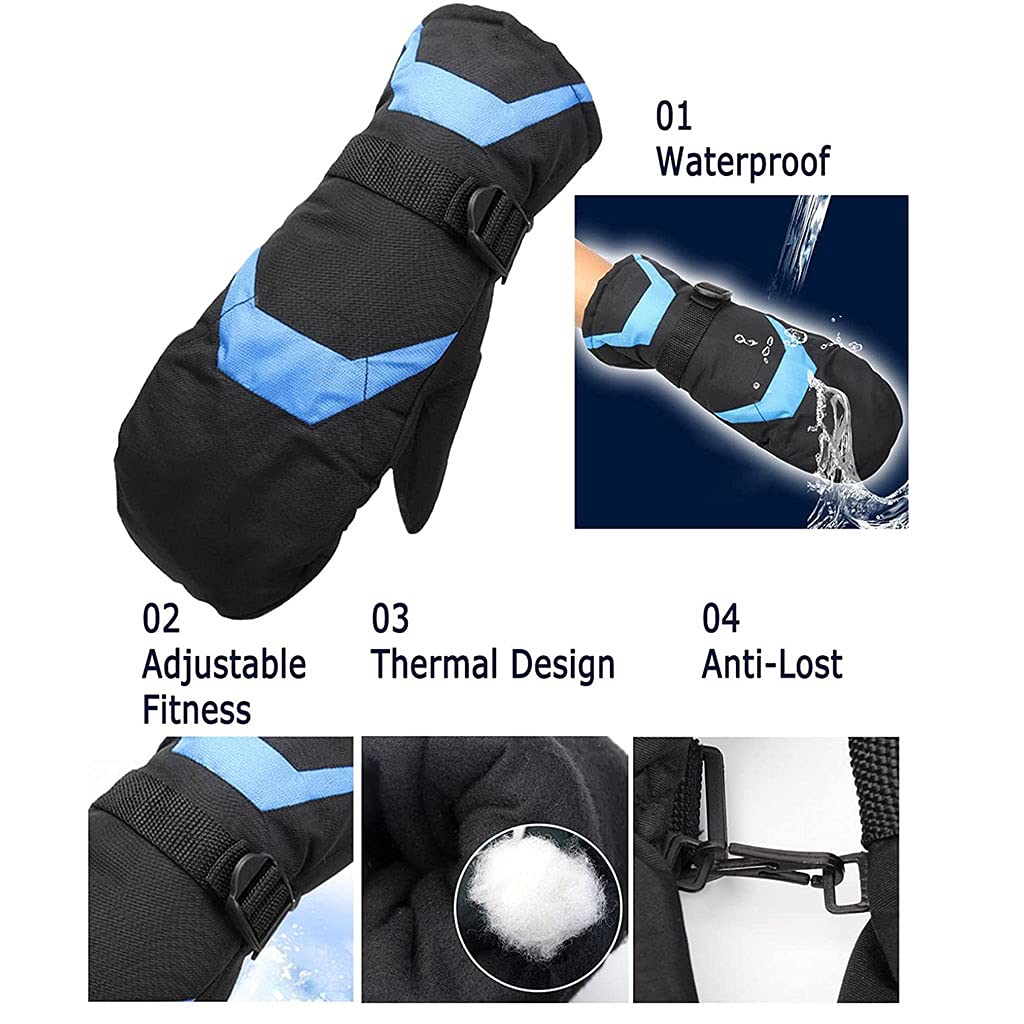 CHEWYNP Guanti da Sci, Guanti Termici Impermeabili Antivento Guanti per Unisex, Guanti da Neve Invernali Caldi all'aperto per Sci, Snowboard, motoslitta, Palle da Neve, triturazione, spala