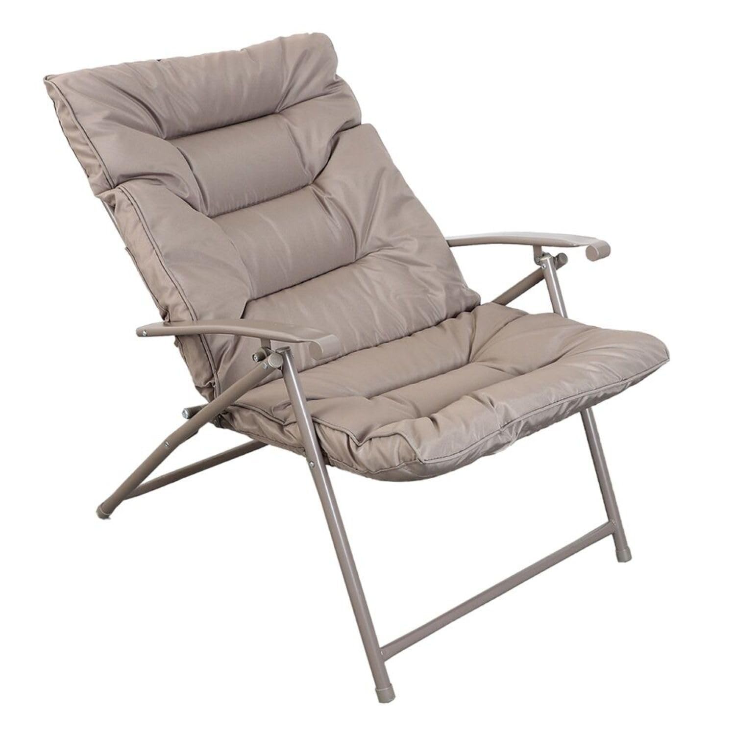 Inditradition Comfort Relax Arm Chair with 2 Reclining Positions Upto 135° for Home, Office, Shop | Durable Metal Frame with Microfiber Padding (Beige, 35x26 Inches, Foldable)
