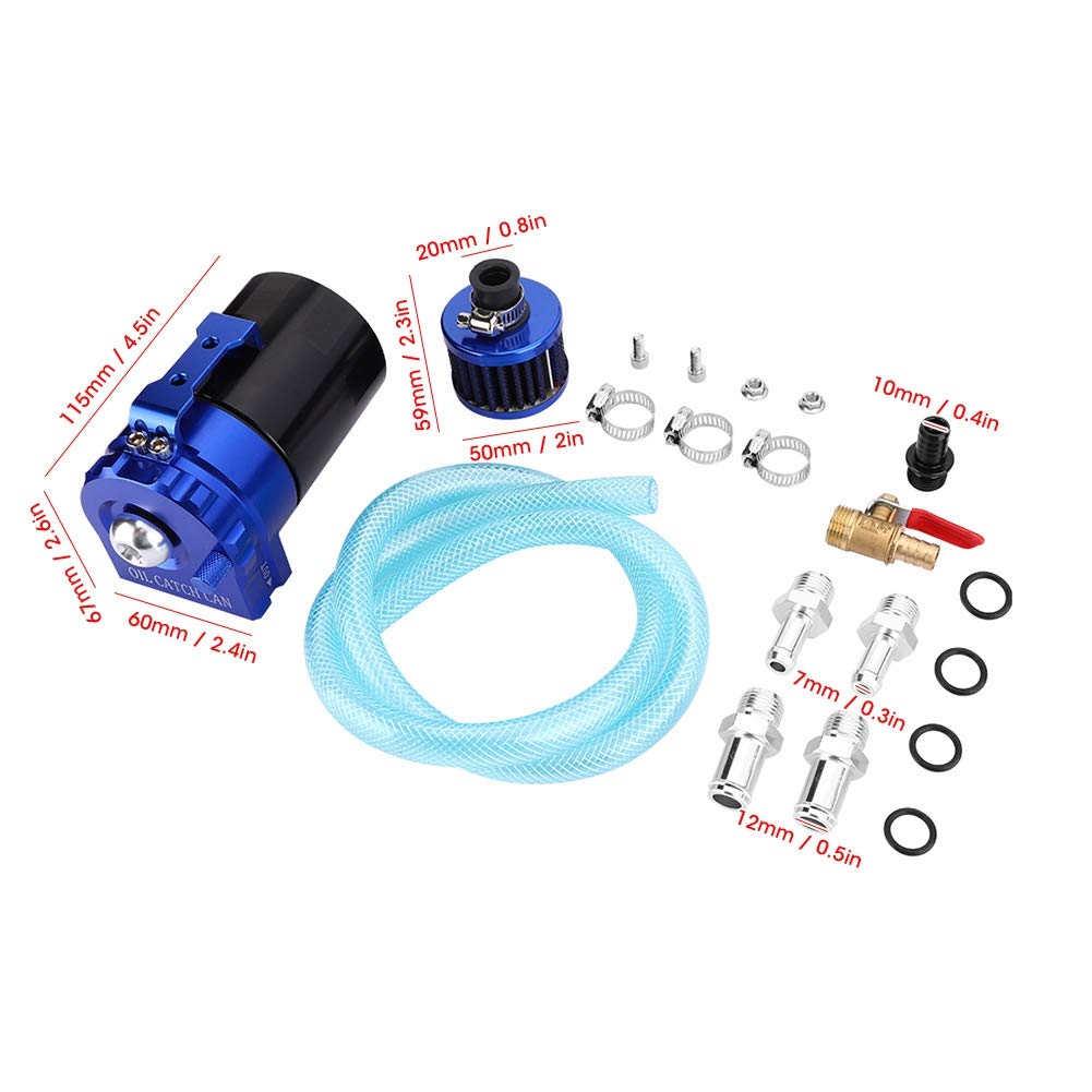 Serbatoio di sadatto per Fiato del serbatoio del serbatoio del motore dell'auto 300 ml Filtro aria-olio Accessorio universale (nero blu) Bidone di raccolta olio Serbatoio di raccolta olio Sada T9e1