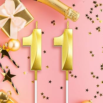バースデーキャンドル Amazon.co.jp: ケーキ用ゴールド11歳の誕生日キャンドル