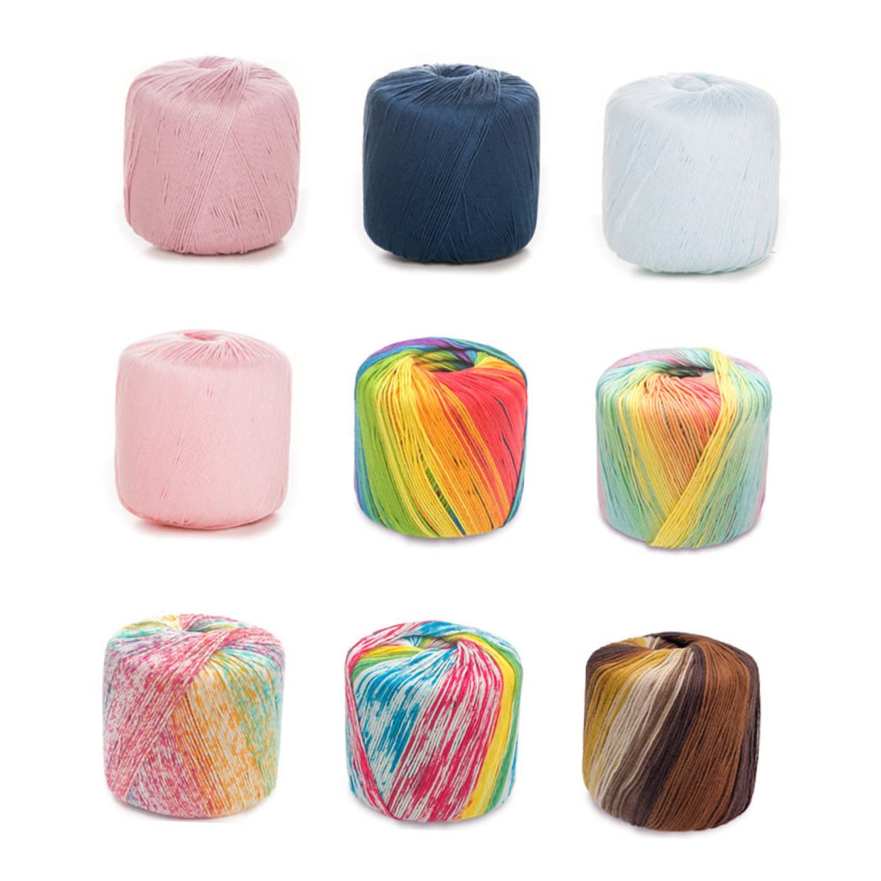 Lurrose 3rotoli Filo Cotone Sfumato Per Uncinetto e Maglieria Materiale Per Creazioni Artigianali Per Sciarpe Cappelli e Accessori Rainbow