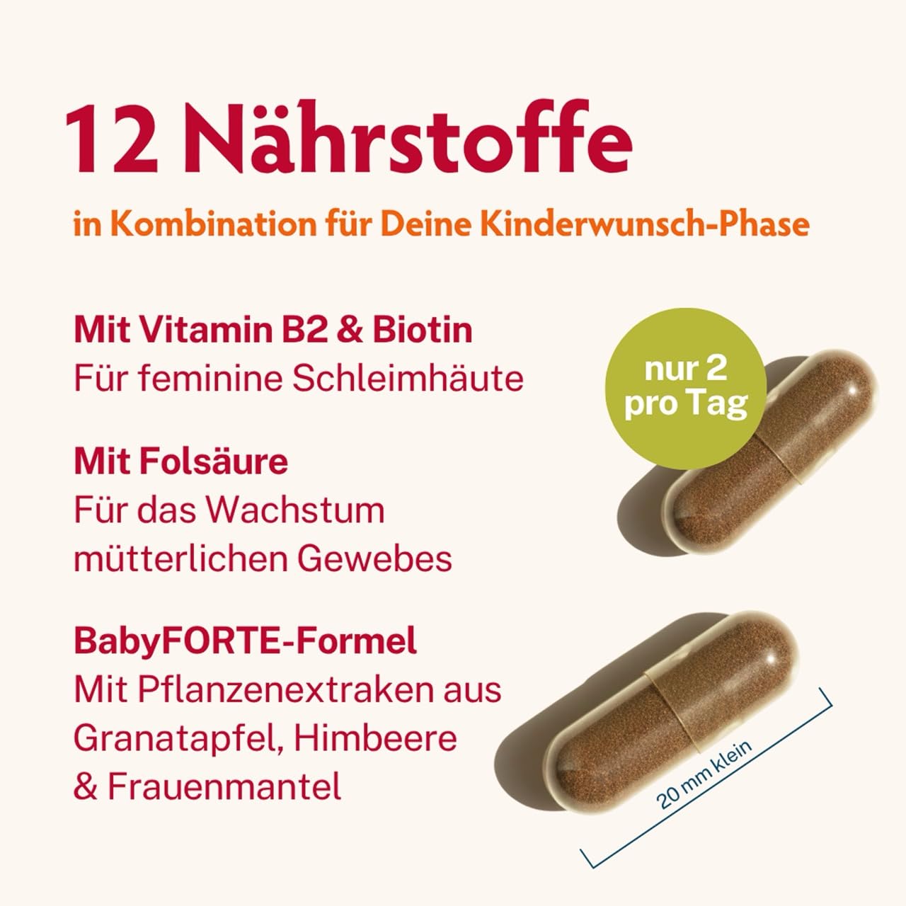 BabyFORTE Granatapfel Plus | vegan | für Schleimhäute | Granatapfel Extrakt & Himbeer | 180 Kapseln