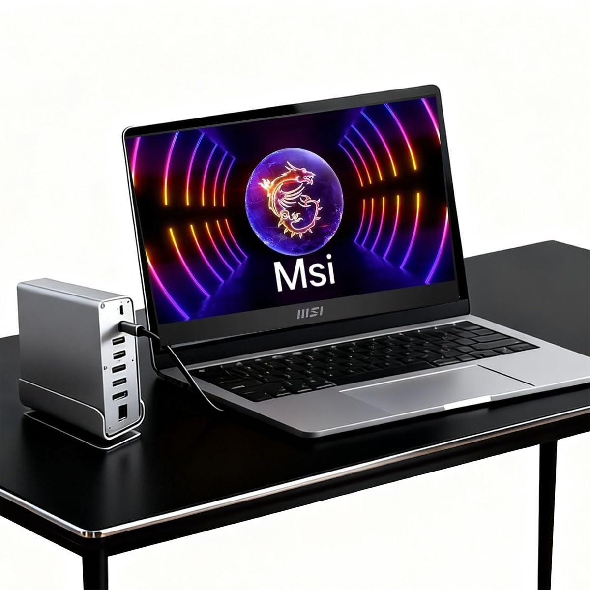 Stacja dokująca USB 15-in-1 do Msi Raider Katana Titan Stealth Vector Creator Prestige Summit Cyborg Sword Pulse Laptopy do gier, mit 360°Drehfuß, 2* 4K HDMI, 1 * DP, 10Gbps USB, RJ45, Audio, SD/TF
