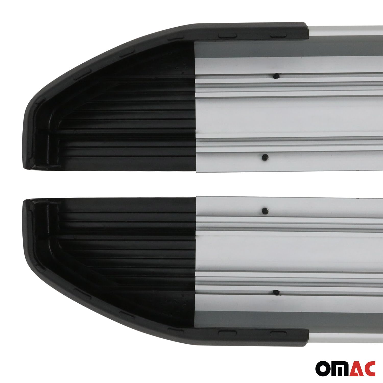 OMAC Trittbretter Seitenschweller kompatibel mit Ford Transit Custom 2013-2023 L2 Alu Grau 2 TLG