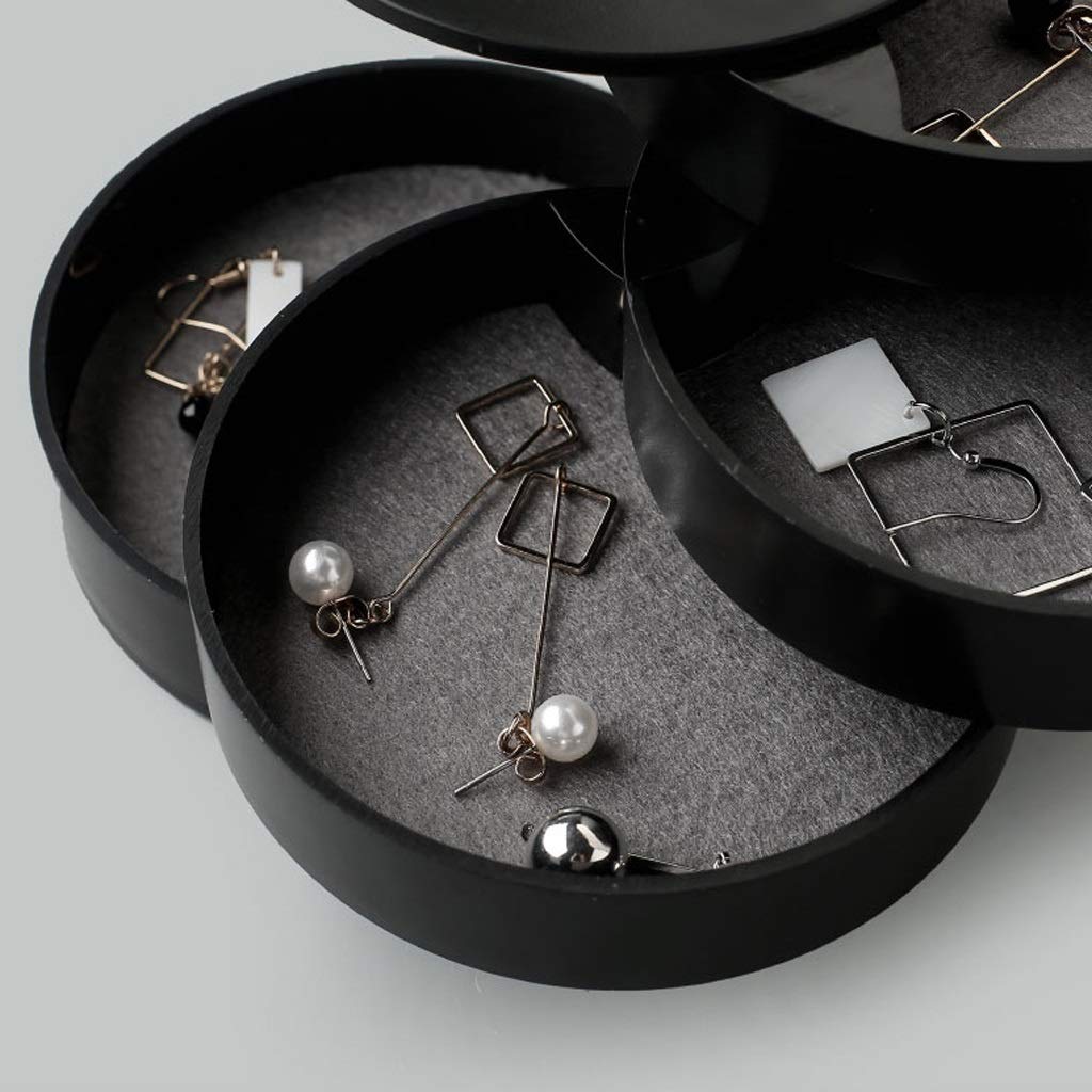 Joyero Giratorio de Cuatro Niveles Joyero Pendientes Collar Caja de Almacenamiento Caja de Acabado Caja de Almacenamiento de Accesorios de Viaje Joyero Organizador