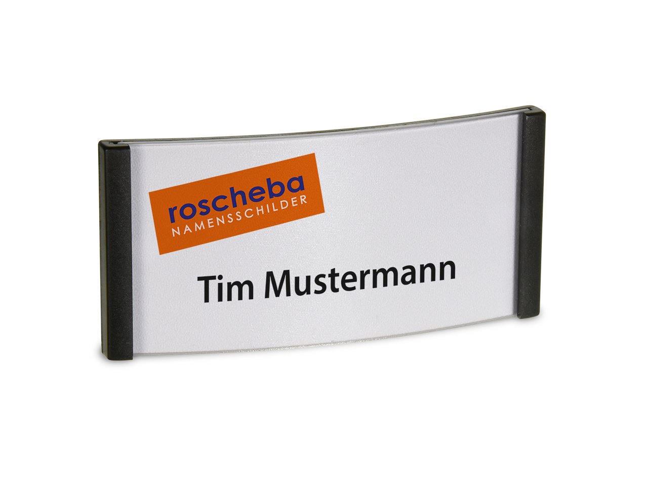25 x High-Class (Magnet-) Namensschilder (Marke: roscheba®), 75 x 35 mm, Made in Germany, aus Kunststoff, gewölbt, mit Supermagnet (schwarz) - Staffelpreise - Namensschilder inkl. Papiereinlagen