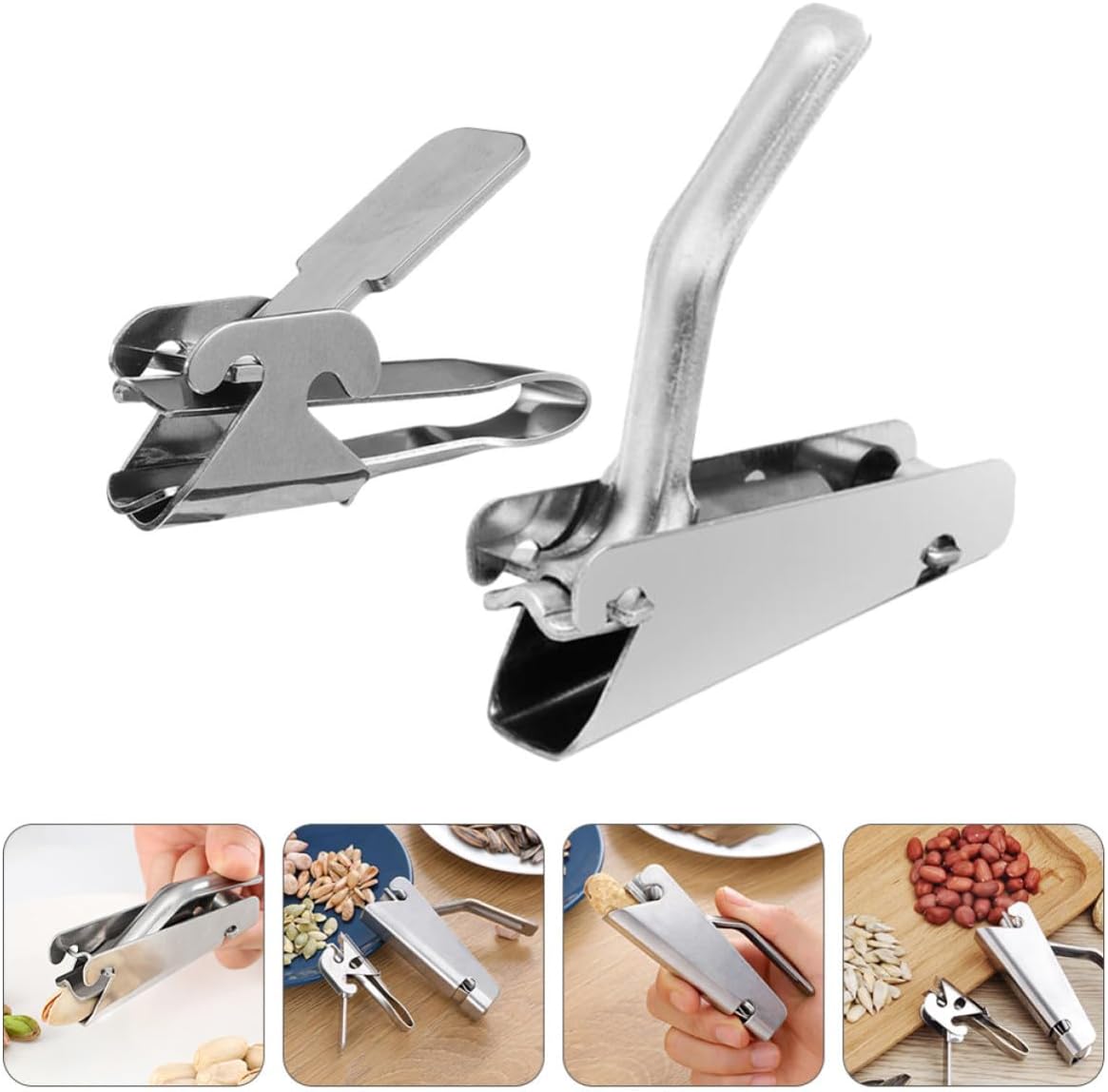 2 Pcs Stainless Steel Nut Cracker for Pine Nuts and Melon Seeds