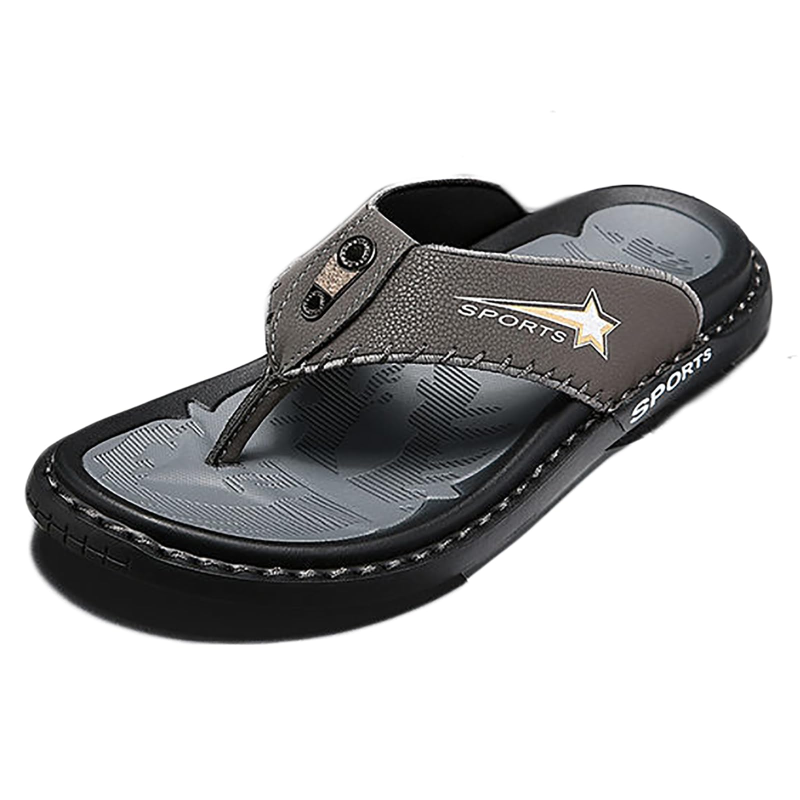 Infradito Pelle Uomo Estive Ciabatte Spiaggia Scarpe da Piscina Comode Slippers Antiscivolo Gomma Pantofole(Size:41 EU,Color:Grigio)