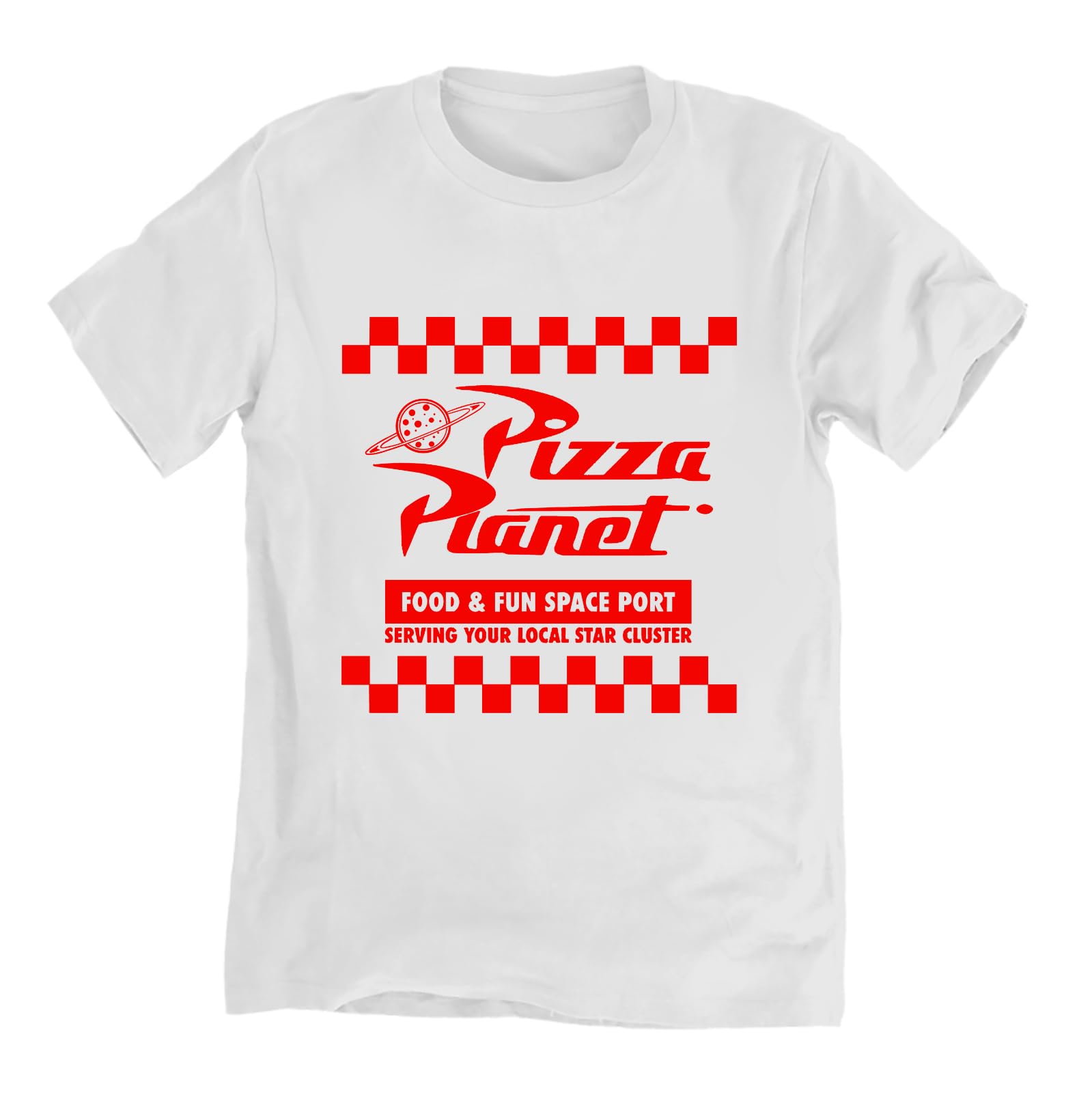 Pizza PlanetShirt Fashion Graphic Short Sleeve Women Men Trendy Logo Short Sleeved Top Youth Unisex White