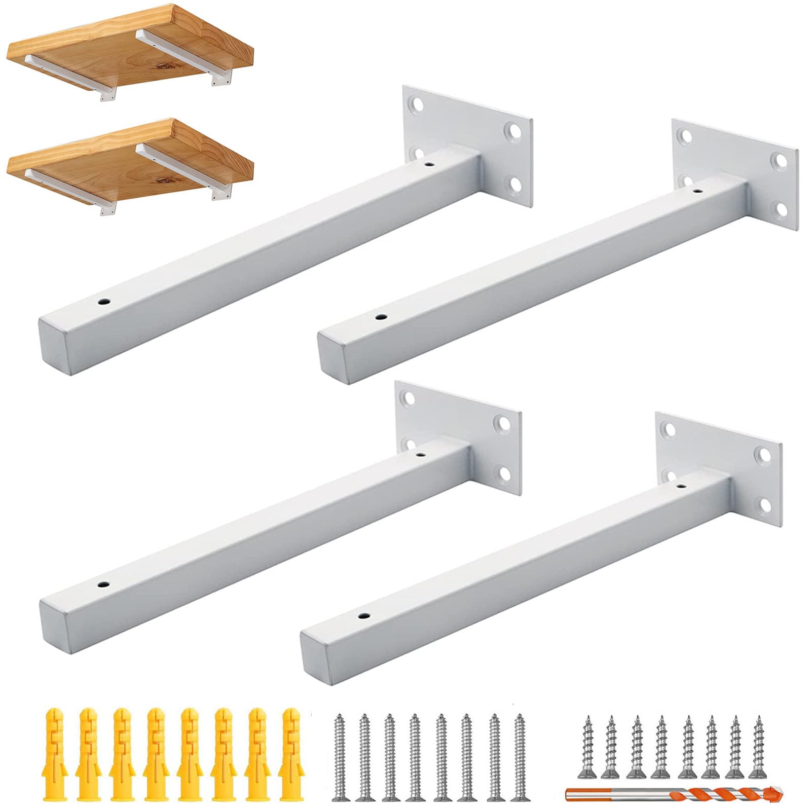 Shelf Brackets (White, 12 Inch, 4 Pack)