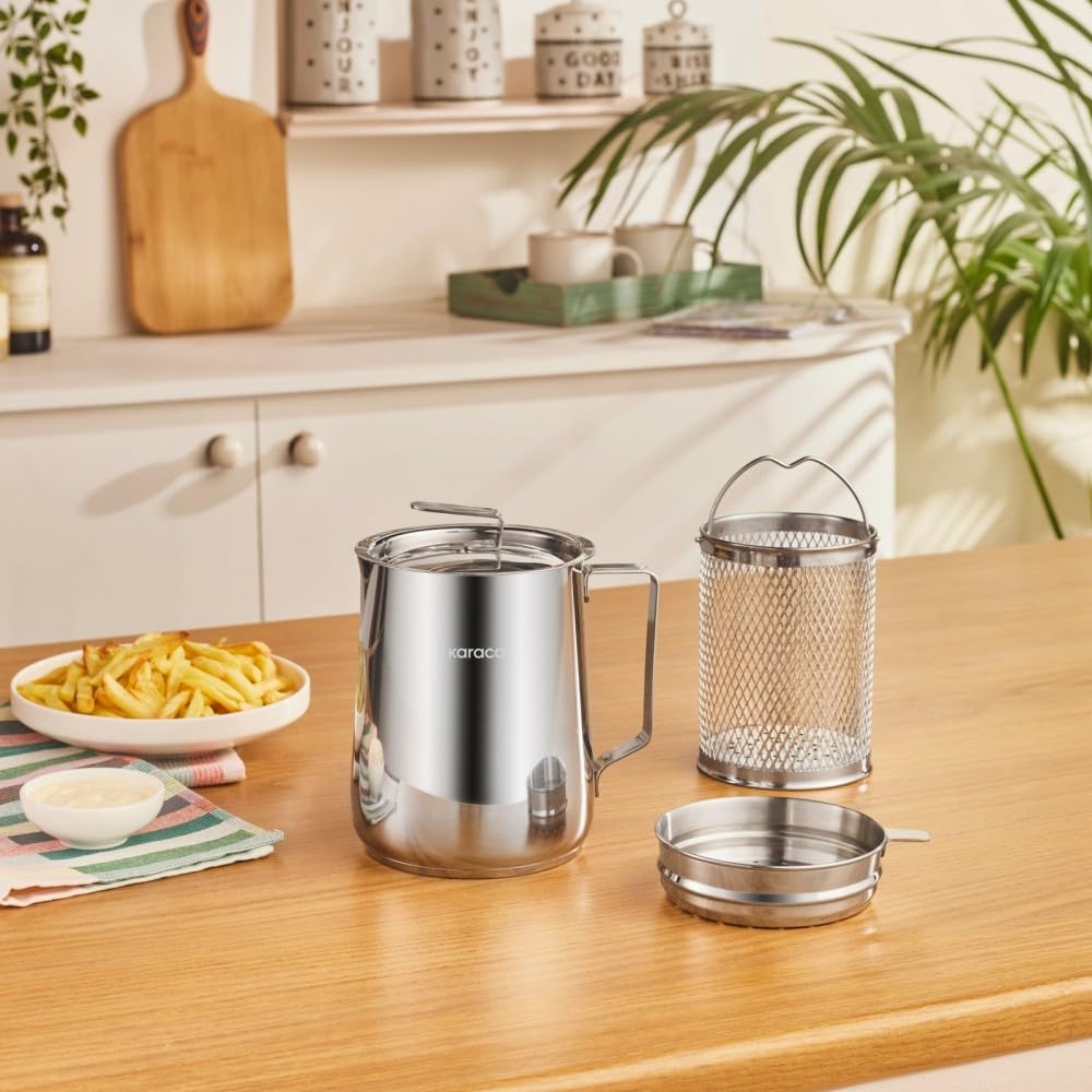 Casserole profonde Karaca Minifry en acier inoxydable argenté de qualité supérieure
