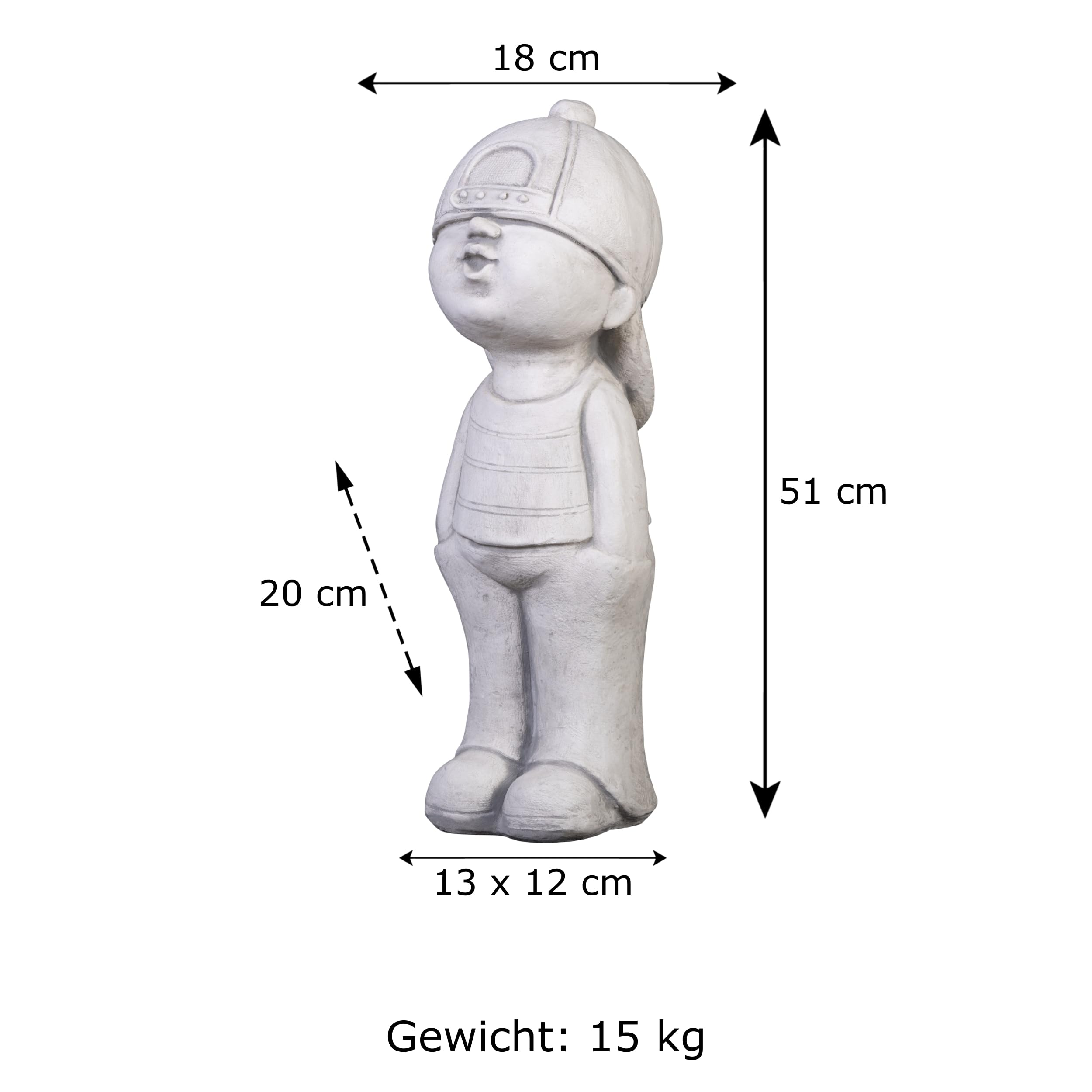 gartendekoparadies.de Jungen Figur, Steinfigur H. 52 cm, 16 kg, Grau, frostsicher aus Steinguss für Außenbereich
