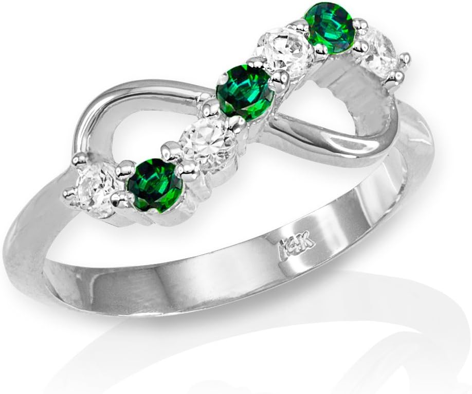 High Polish 925 Sterling Silver Halfway CZ Personalized Mix-and-Match Infinity Ring