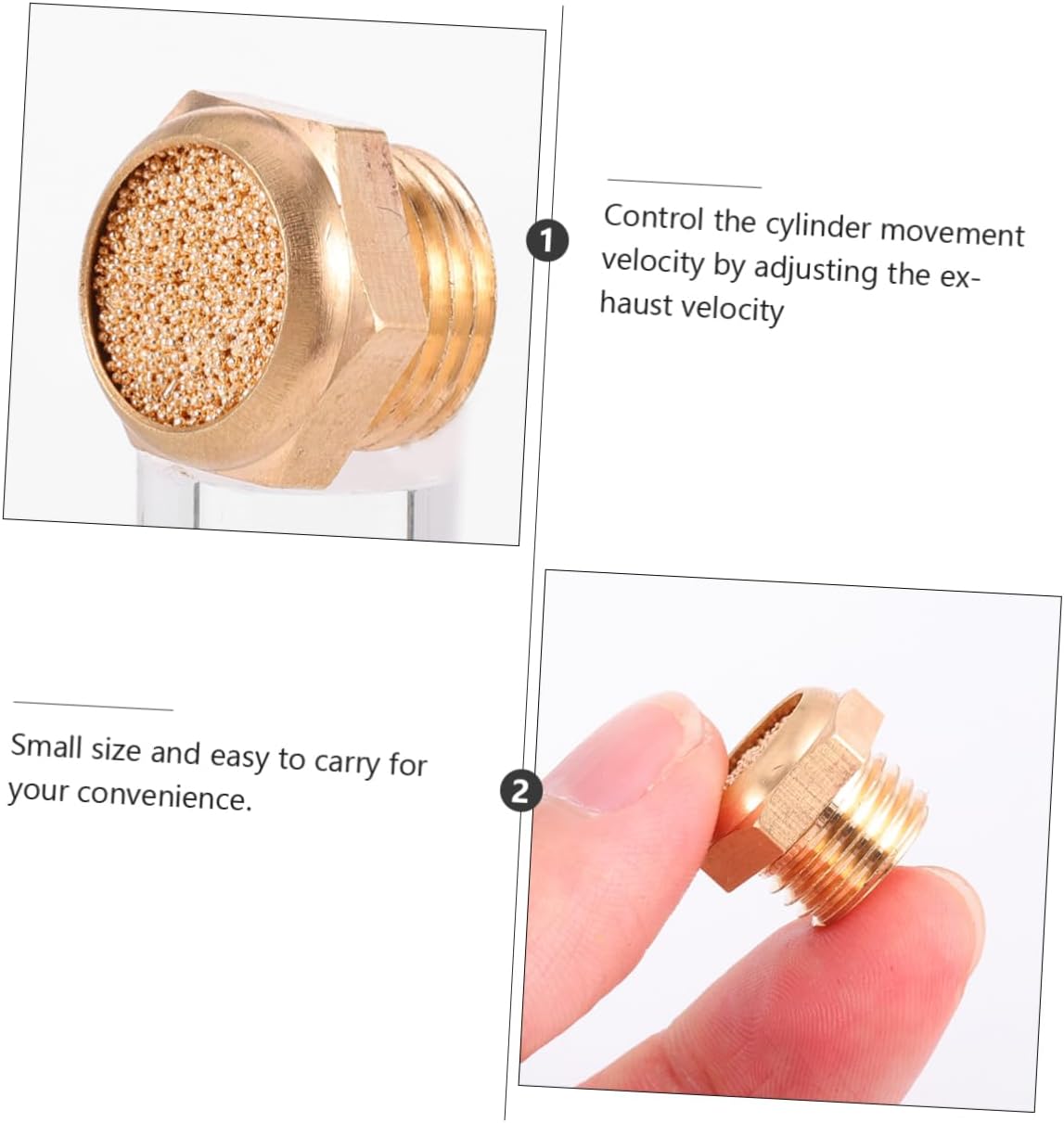 10pcs Sintered Bronze Brass Solenoid Silencer for Pneumatic Applications Compact Design for Noise Reduction and Dust Prevention Exhaust Velocity Threaded Connection