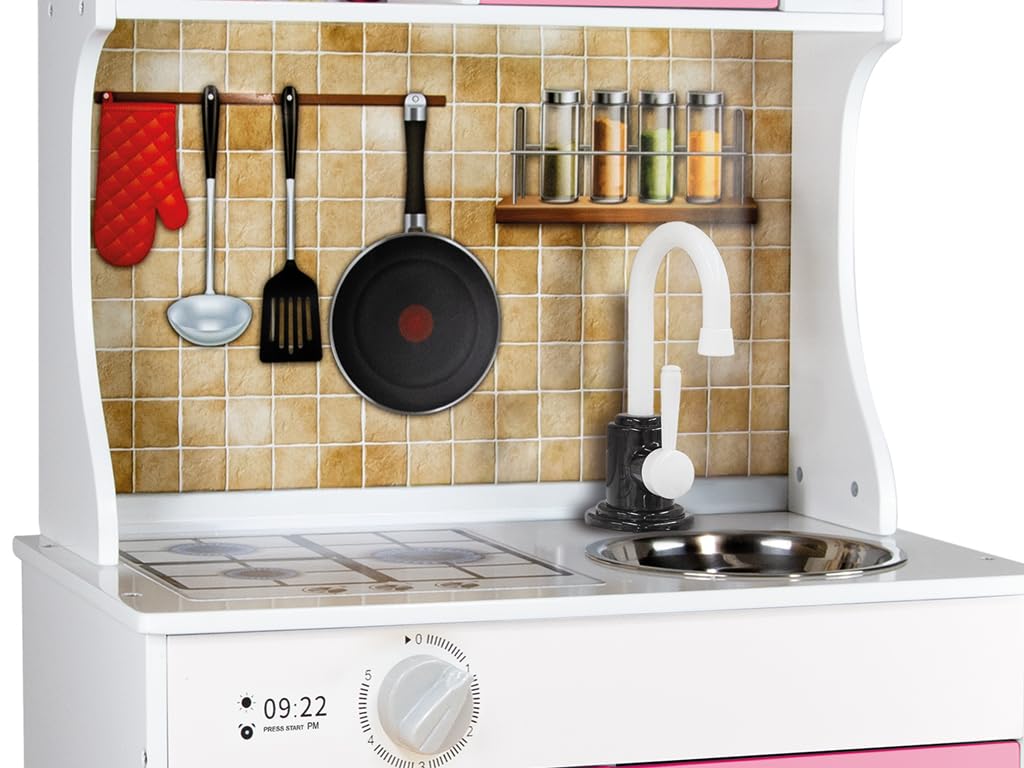 Teorema FATTO DI LEGNO – Cucina Giocattolo in Legno con Accessori, Cucinetta Completa con Forno e Microonde, Gioco di Ruolo per Bambini 3+ Anni (45 x 25 x 90 cm)
