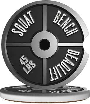Barbell Plate Squat Bench Deadlift Weight Silver Car Coasters for Cup Holder, 2 Pack Absorbent Ceramic Car Coaster with Finger Notch & Cork Base