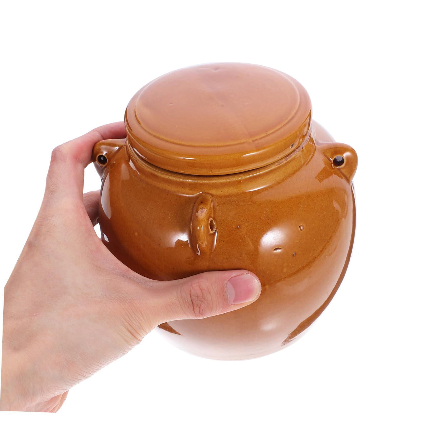 Lurrose Barattolo Retro in Ceramica Coperchio, 800ml, per Conservare Verdure Sottaceto, Sott'olio, Frutta e Cereali