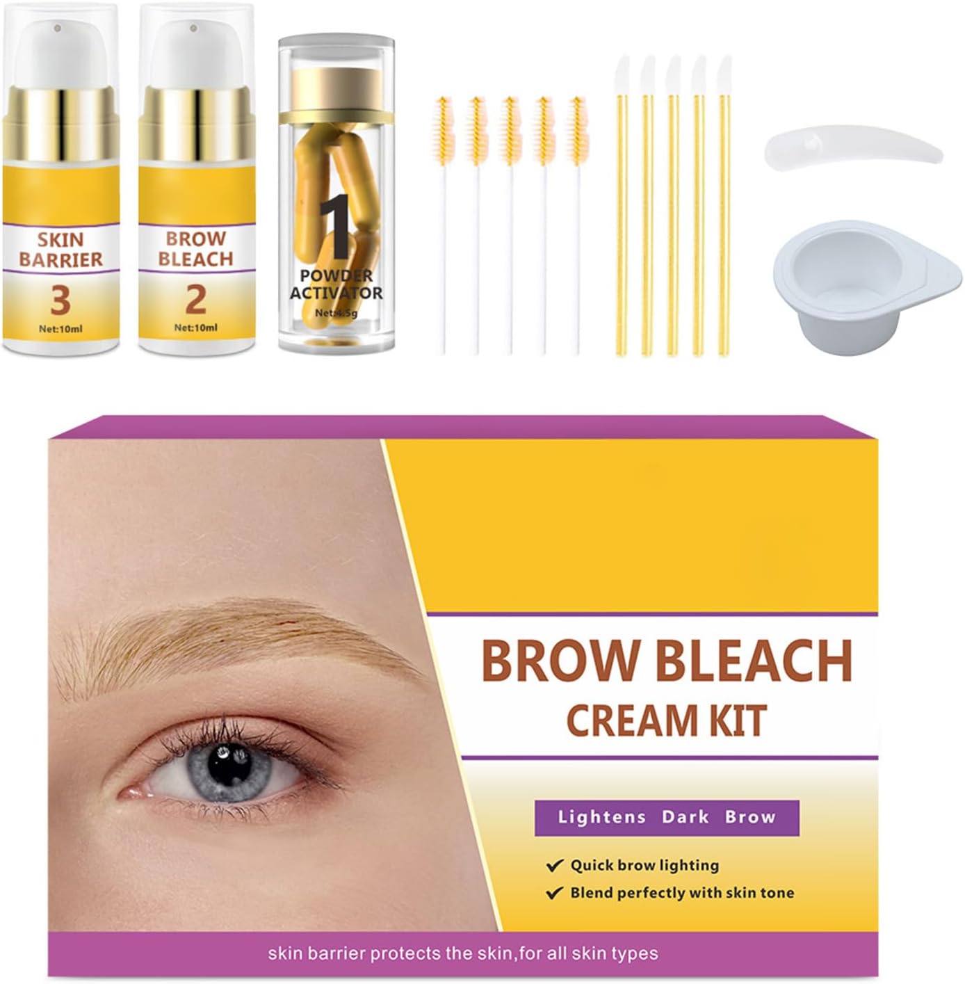 Brow Coloring Set, Precision Eyebrow Dye Kit, Tint Kit With Smooth Application, Long Wear Brow Pigment Formula, Cosmetic Set With Stylish Design, Beauty Tool For Stage Events Sturdy Materials