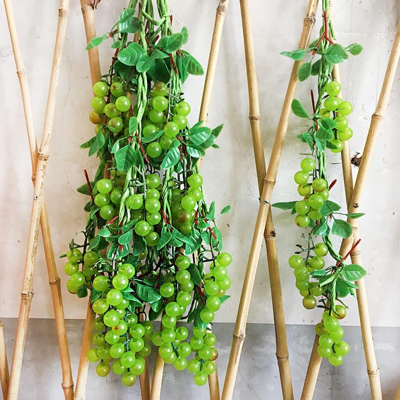 Artificial Fruits Pack Fruit Kebabs, Fake Fruit Set Foam Fruit for Decor, Decorative Fruit for Home Party Vase Fillers Photography Props (Green Grape,10pcs)