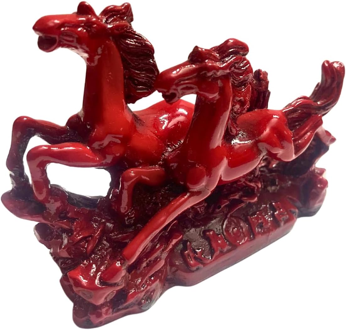 GJ Fengshui Vastu Running Horses Showpiece| Made in India (Red)