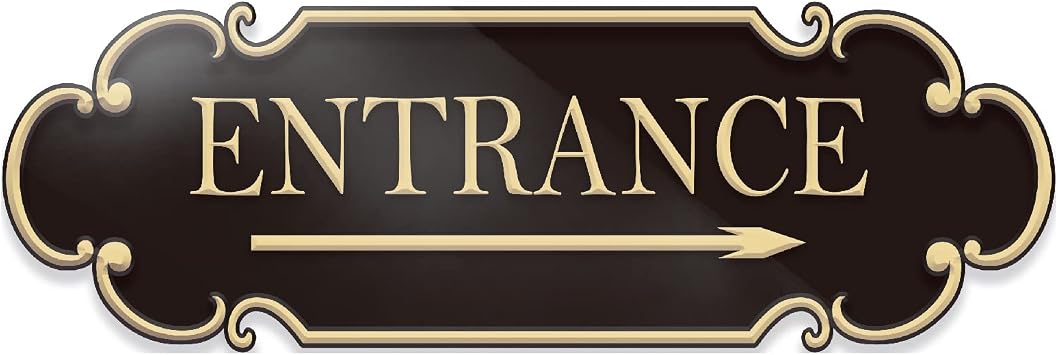 9x3 Inch Entrance Sign with Right Arrow Self-stick Door Wall Signage for Business Office Black Gold