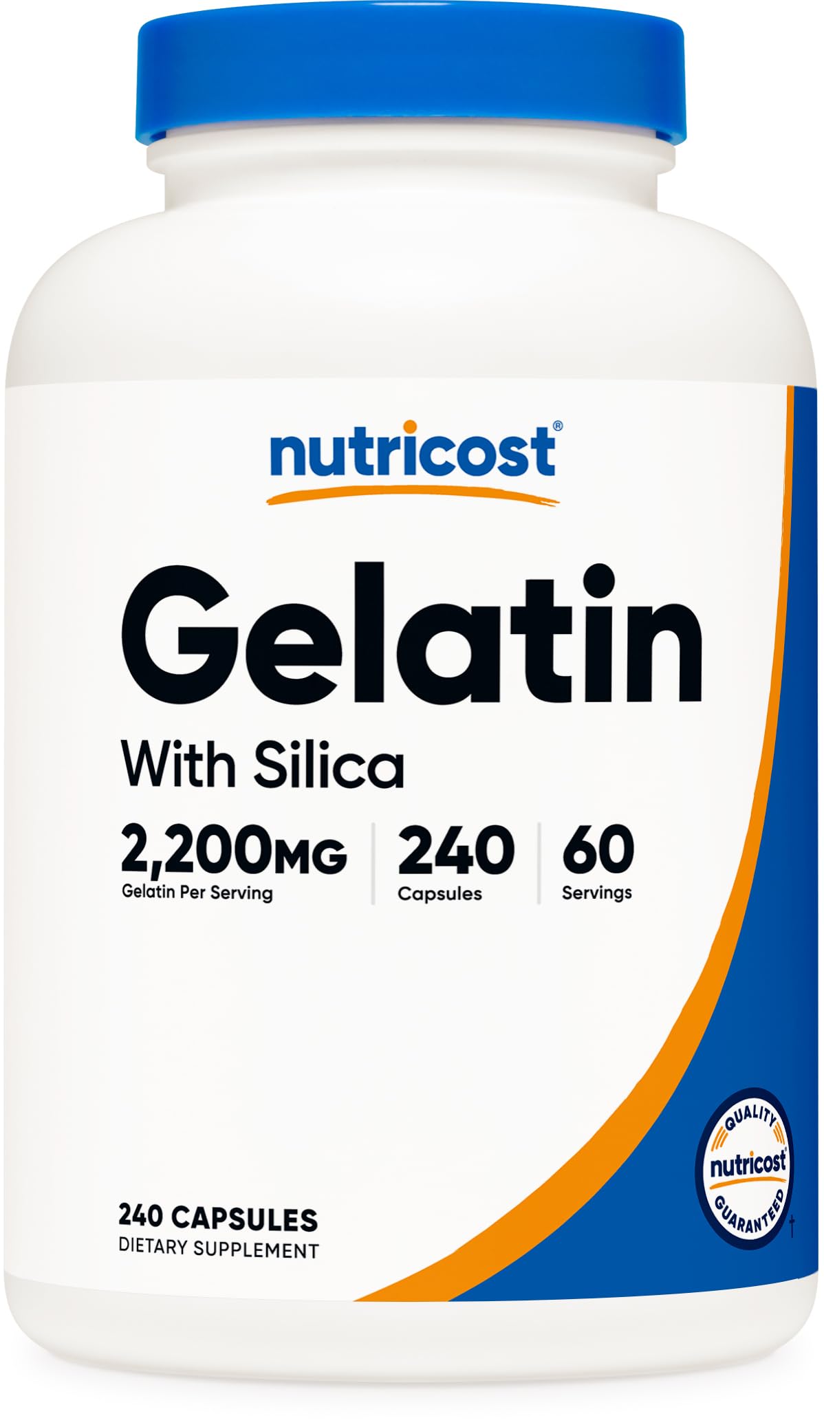 Nutricost Gelatin with Silica (2,200mg) 240 Capsules, Gluten-Free 240 Count (Pack of 1)