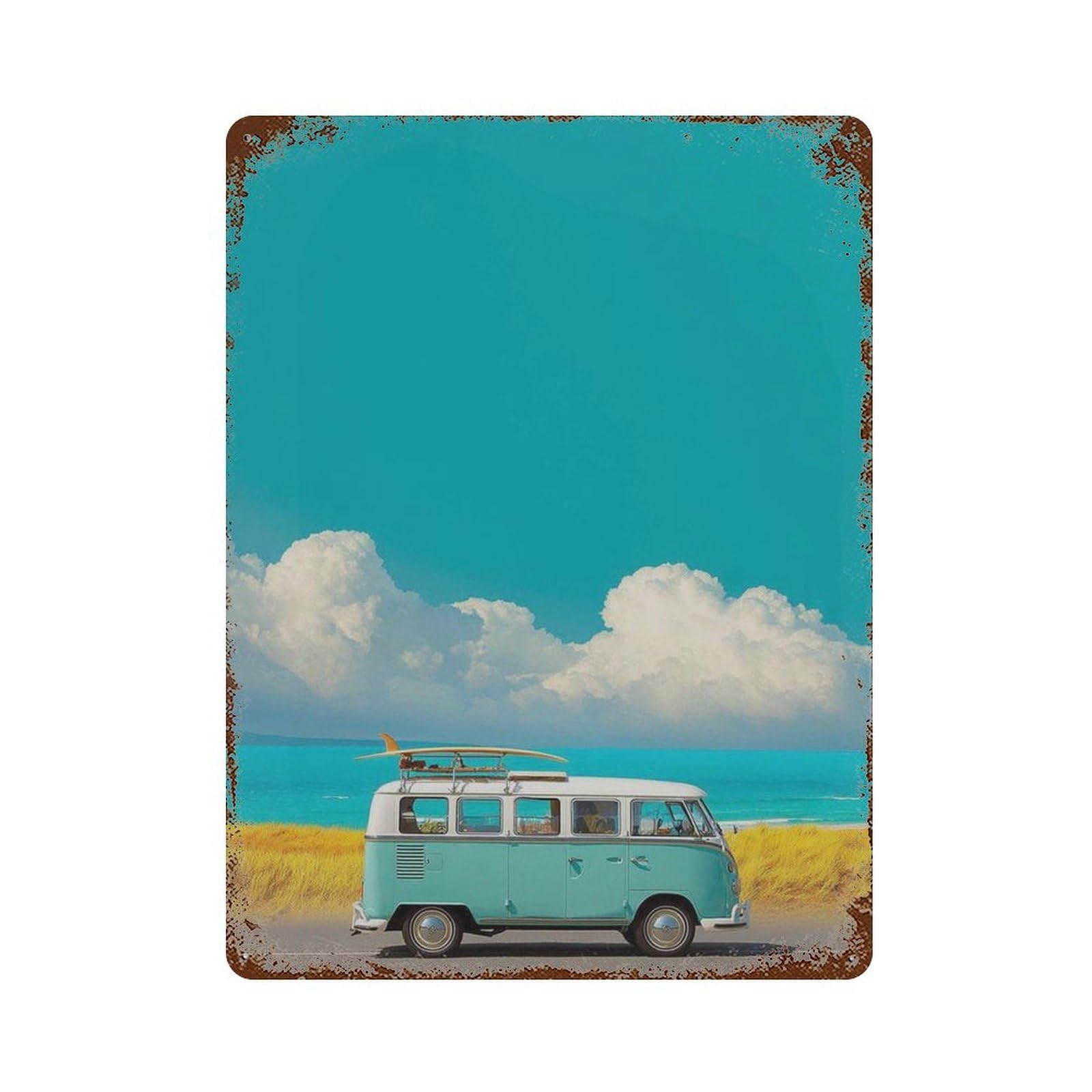 xiaoxiaoshen Retro Surf Van Camper Coastal Beach Surfboard Travel Summer Road Trip Home Or Wall Decor Art Metal Tin Poster Modern Home Decor Art Home Bar Shop Decorations Vintage Sign 40x30cm