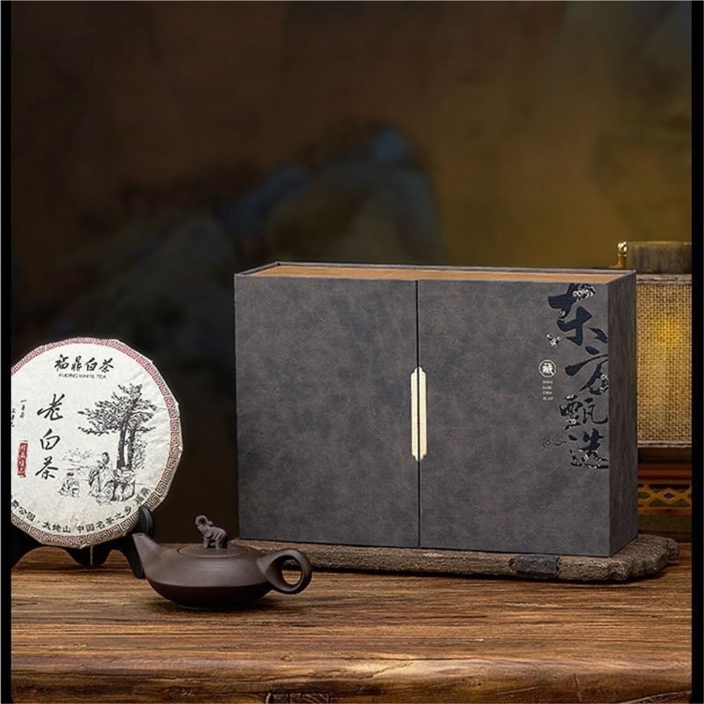 HLTYGWX Teedose, kreativer Vorratsbehälter für große Teemengen, Glas, Küche, versiegeltes Glas, Bonbonglas, Retro-chinesisches Tee-Set, Doppelglas, Geschenkbox-Set, Teedose (A)