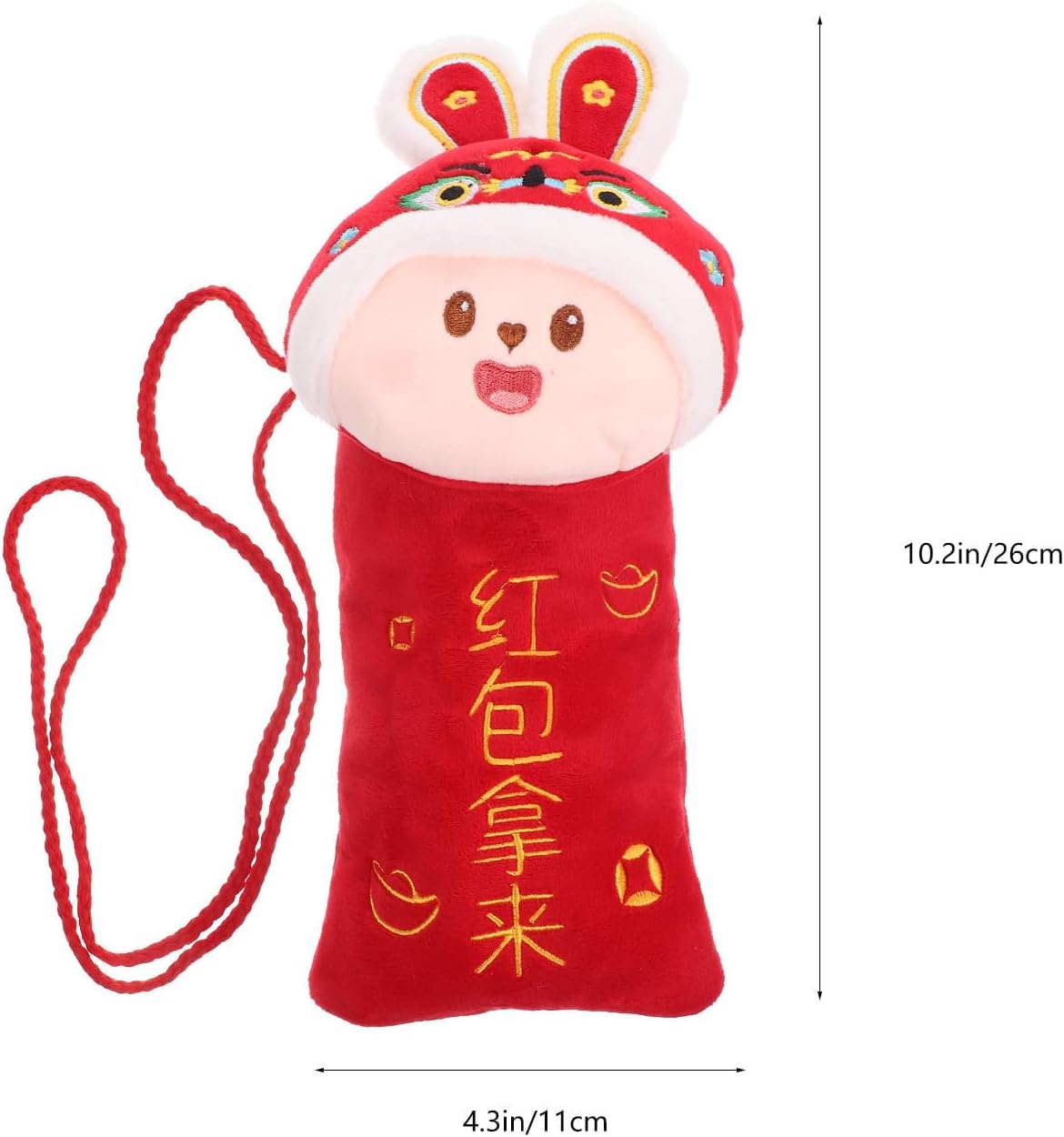Plush Red Envelope Money Crossbody Bag with Rope, 3d Rabbit