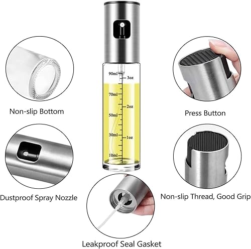 Miniatura 5 de Pulverizador de aceite para cocinar, rociador de aceite de oliva, botella de spray de aceite de oliva de 3.4 fl oz, dispensador de aceite de coco,