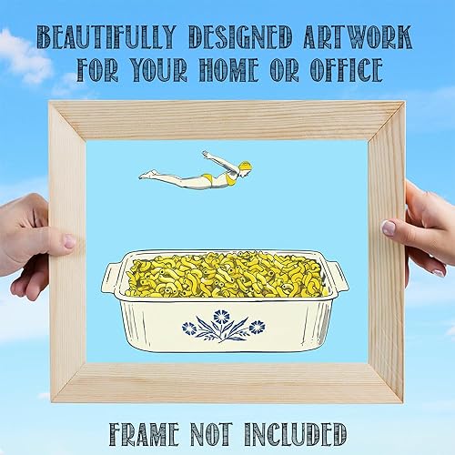Miniatura 9 de The Macarrones and Cheese Dive Vintage Illustration of Diver-Girl Leaping into Mac and Cheese-Póster sin marco de 11 x 14 pulgadas para cocina en