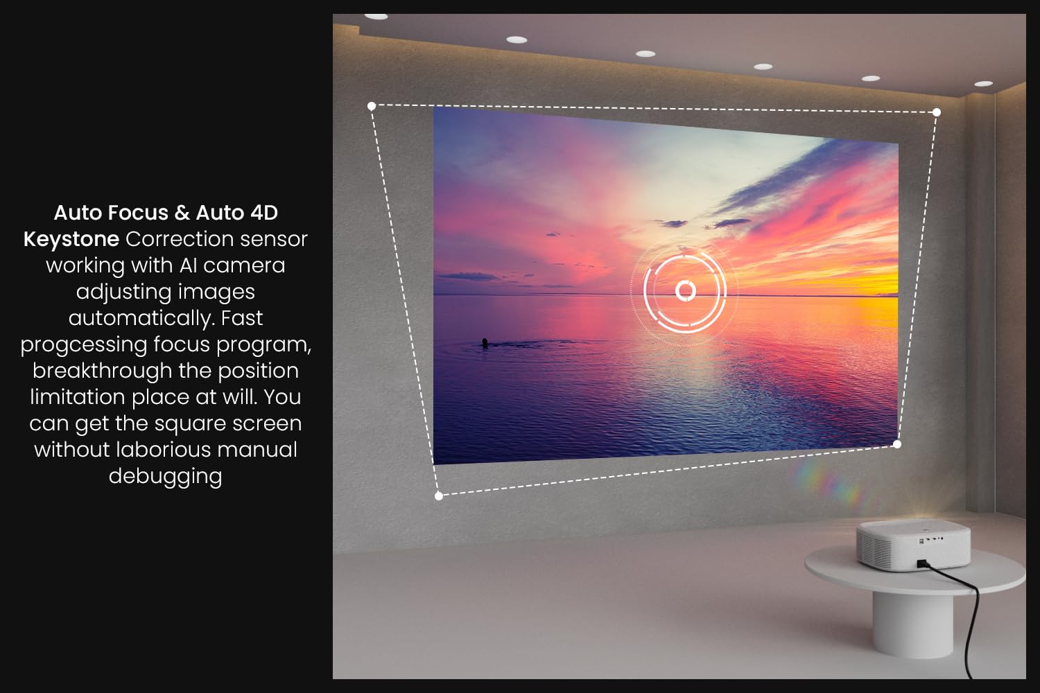 Maxxo Proiettore LED800, 700 ANSI lumen, nativo Full HD 1080P, supporto 4K, 5000:1, autofocus, 5G WiFi, Bluetooth, Dolby Audio, Certificato Netflix, YouTube, Prime Video, Linux (bianco)