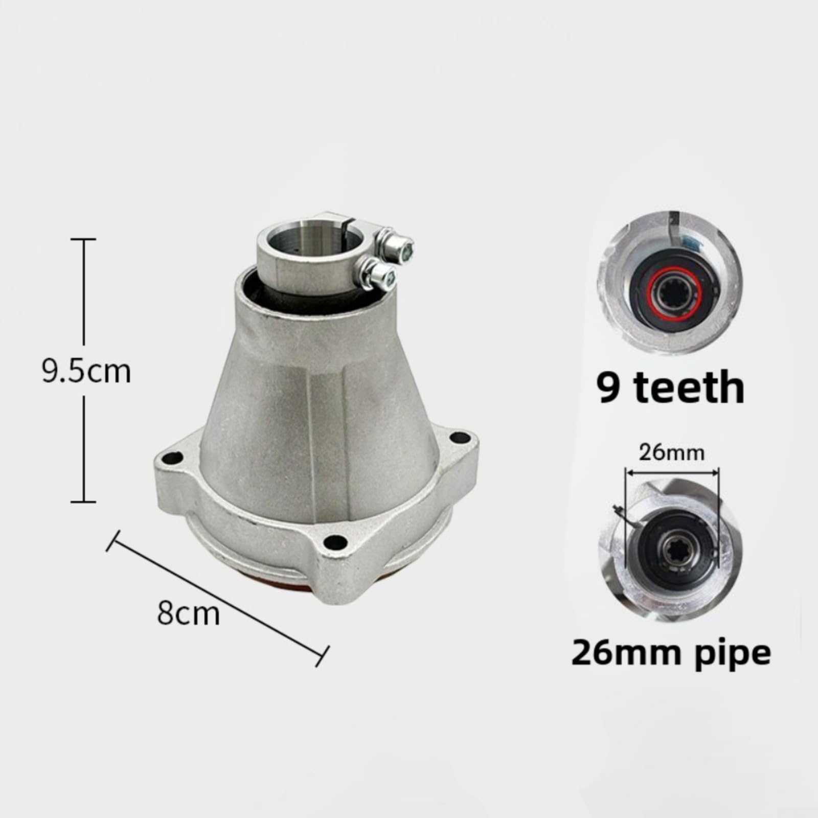 Bloque de salida de repuesto para desbrozadoras de 26 mm y 28 mm, conector de metal robusto con opciones de 7 a 9 dientes para cortar y cortar el jardín (26.9)