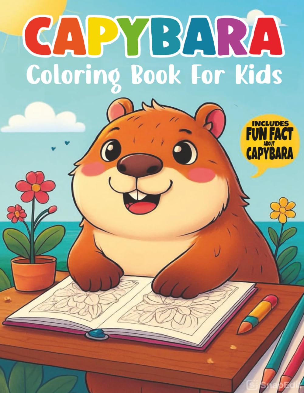 Capybara Coloring Book For Kids: Adorable Capybara Design With Fun Facts For Toddlers