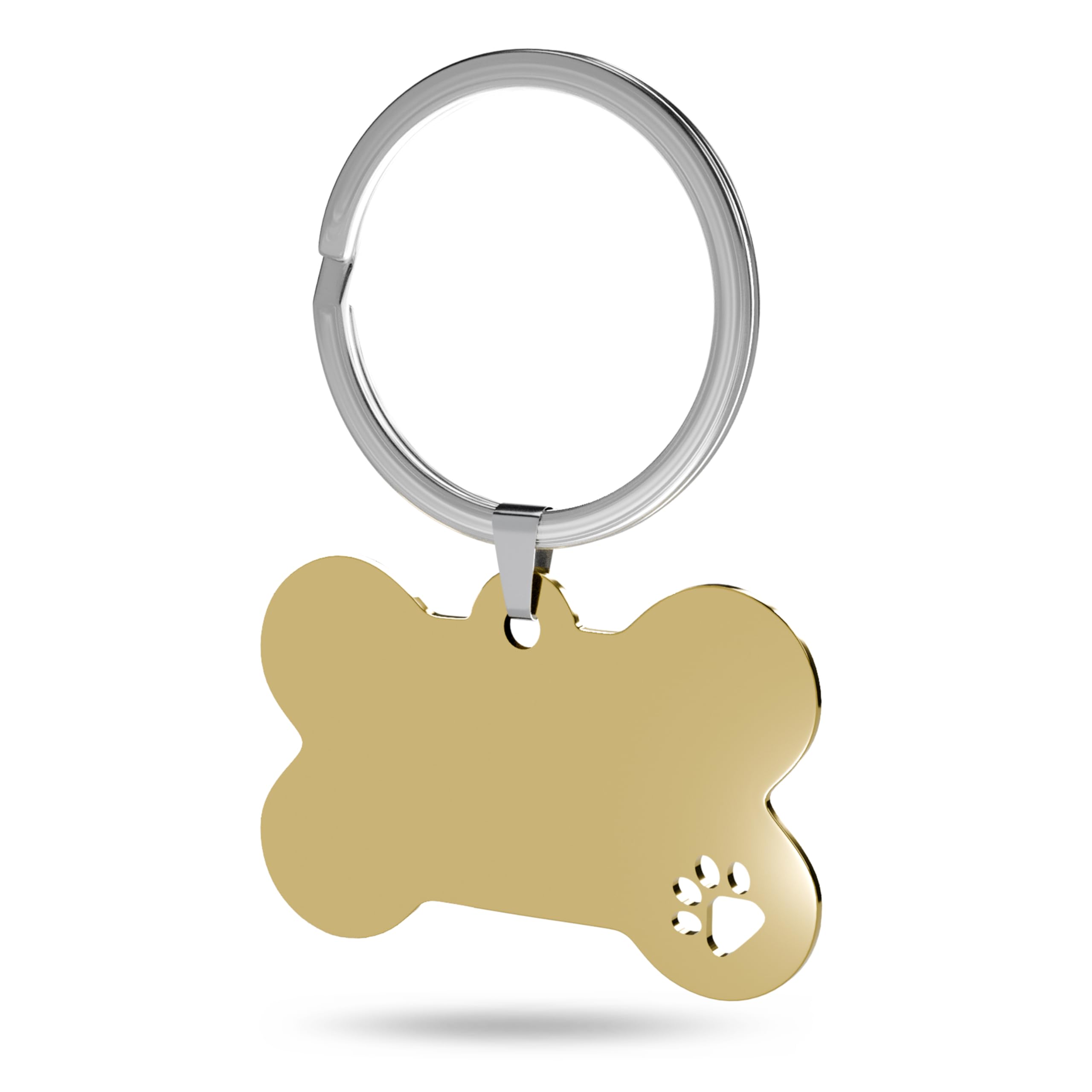 Charmify Dog Tags for Pets Engraved UK – Personalised Bone Name Tag for Dogs – Custom Pet ID Tag for Collar with Phone & Address – Made in UK (Gold/PAW, M) — image 1