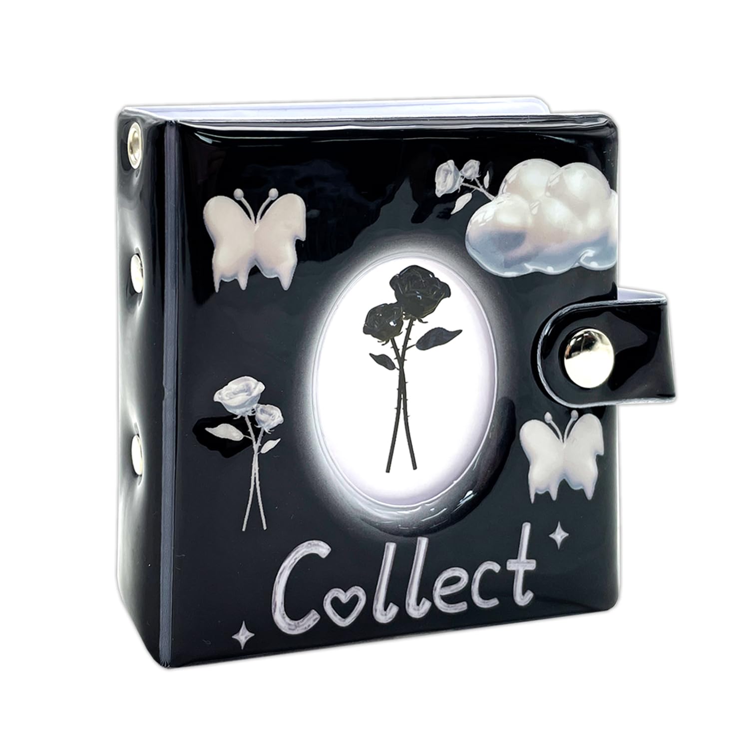 1 Pieces Photocard Binder Trading Card Albums, Mini Photo Album, Kpop Photocard Holder 20 Pockets (Cloud Black)