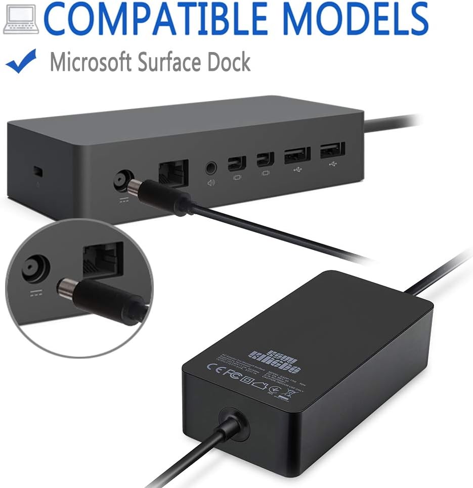 Nеw Arrіvаlѕ Surface Dock Power Supply,90W 15V 6A Surface Charger with USB Port for Microsoft Surface Dock with 6.2ft Power Cord Including a Carrying Pouch by KSW KINGDO
