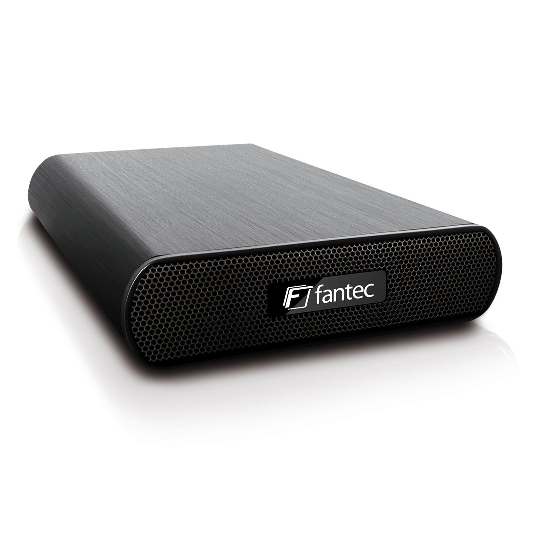 FANTEC DB-AluAir U2e zewnętrzna obudowa dysku twardego (do montażu dysku twardego SATA 8,89 cm (3,5 cala), złącze USB 2.0 i eSATA, z funkcją One Touch Backup, aluminiowa obudowa) czarna