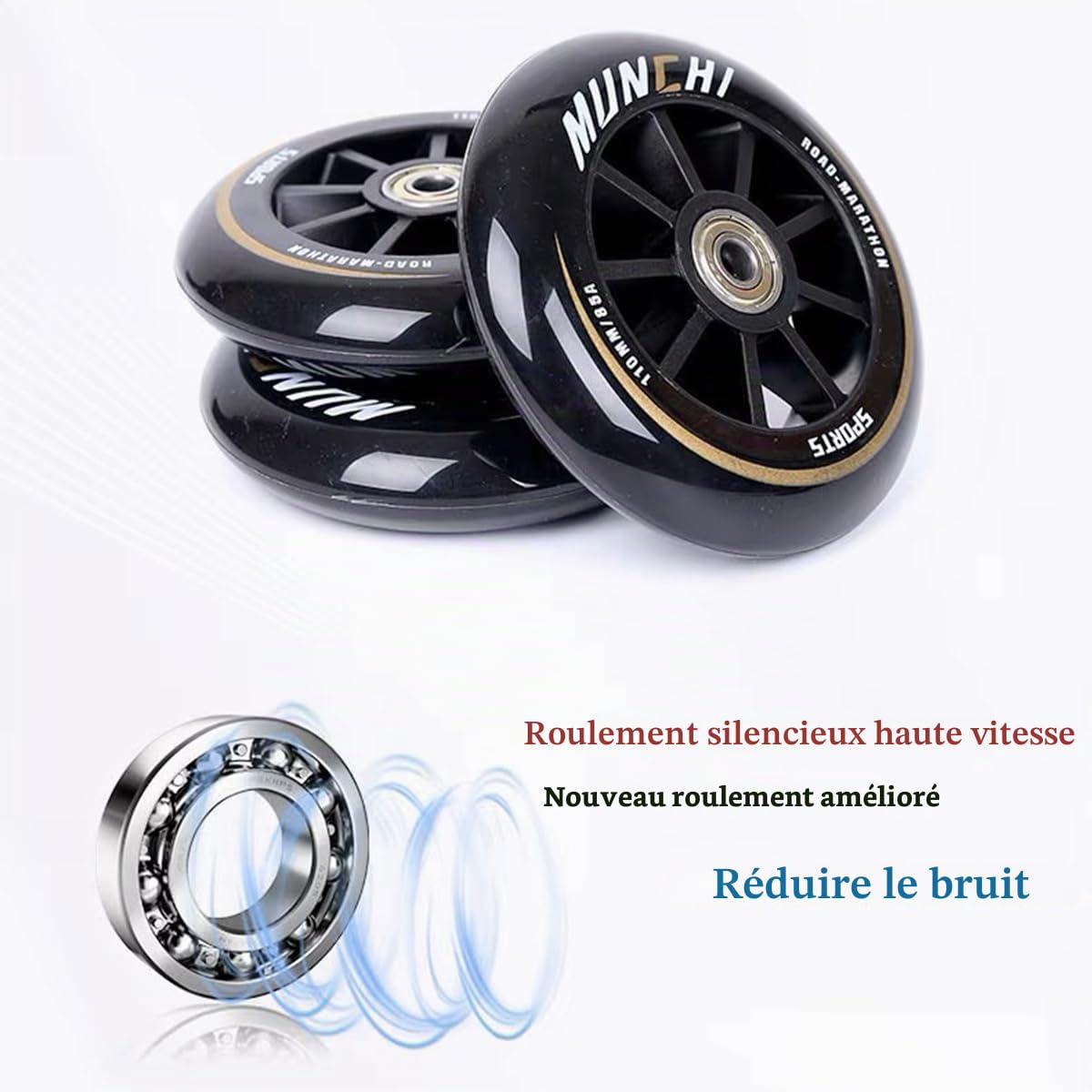 Patins à roulettes 3 Roues, Patins à Roues Alignées Professionnels De 110 Mm pour Hommes Et Femmes, avec Roulements ABEC-9, Patins De Cross-Country Haute Performance pour Adultes(Size:42)